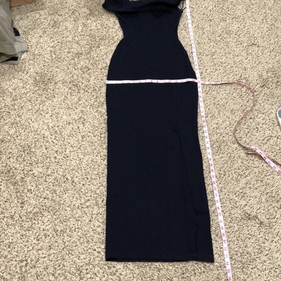 NICHOLAS Knot Twist Front Gown Size 0 Navy Blue Off Shoulder - Picture 13 of 13